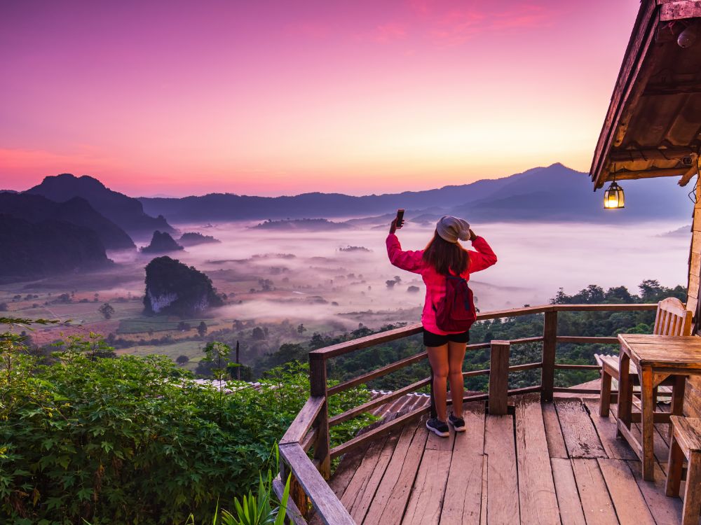 landscape sea mist mountains