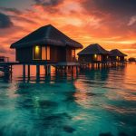 tranquil bungalow reflection silhouettes caribbean sunset beauty generated by ai1